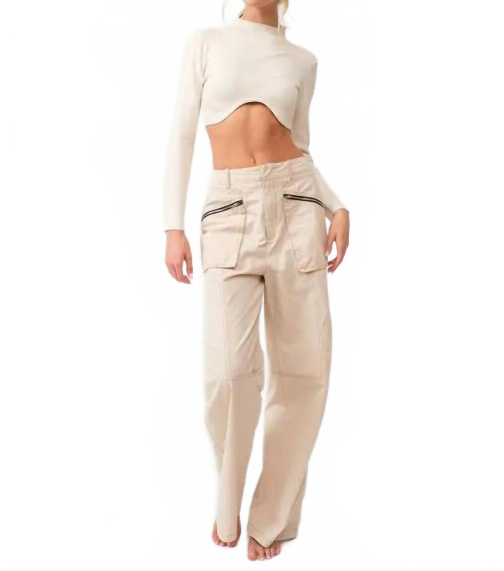 NEW PAPERMOON remi long sleeve button slim fit crop top in ivory